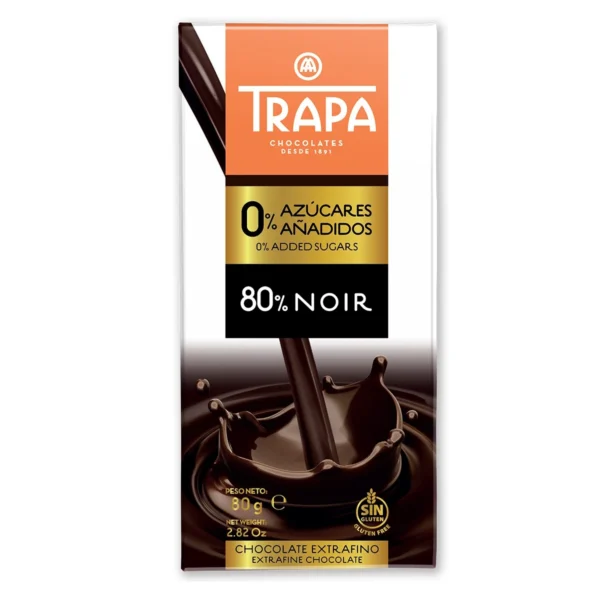 Trapa 0% added sugars - 80% dark chocolate