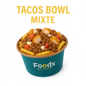 Tacos Bowls Mixte – Bowl Poulet & Viande | Frites, Fromage & Saveurs Tex-Mex