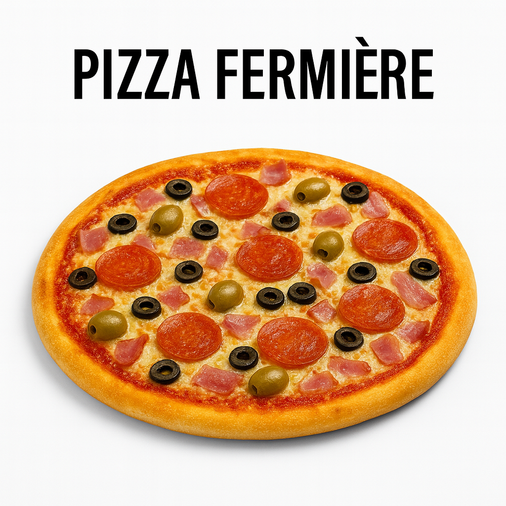 Pizza Fermière – Fromage Fondant, Jambon & Crème Fraîche