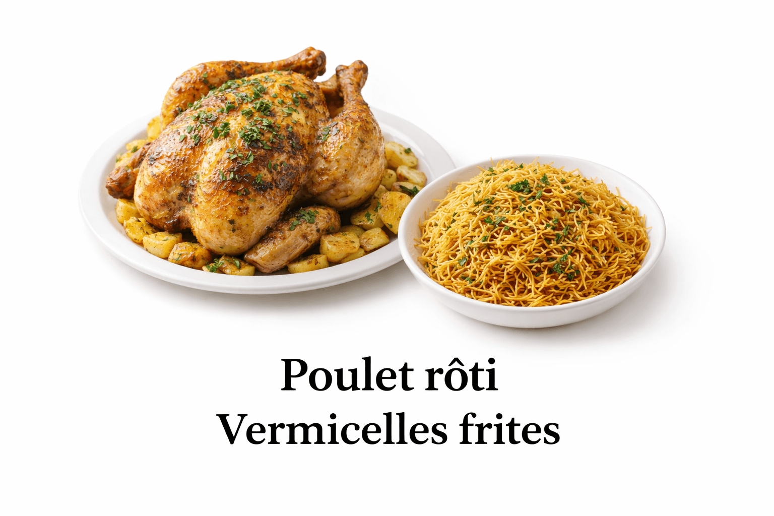 Poulet Rôti aux Vermicelles Frites – Spécialité du Mardi