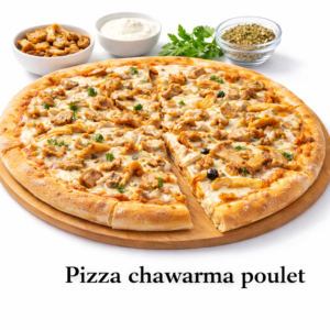 Pizza Chawarma Poulet – Pizza orientale au poulet épicé
