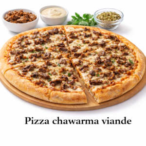 Pizza Chawarma Viande – Pizza orientale à la viande épicée