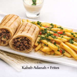 Sandwich Kabab Adanah + Frites – Saveur épicée orientale authentique
