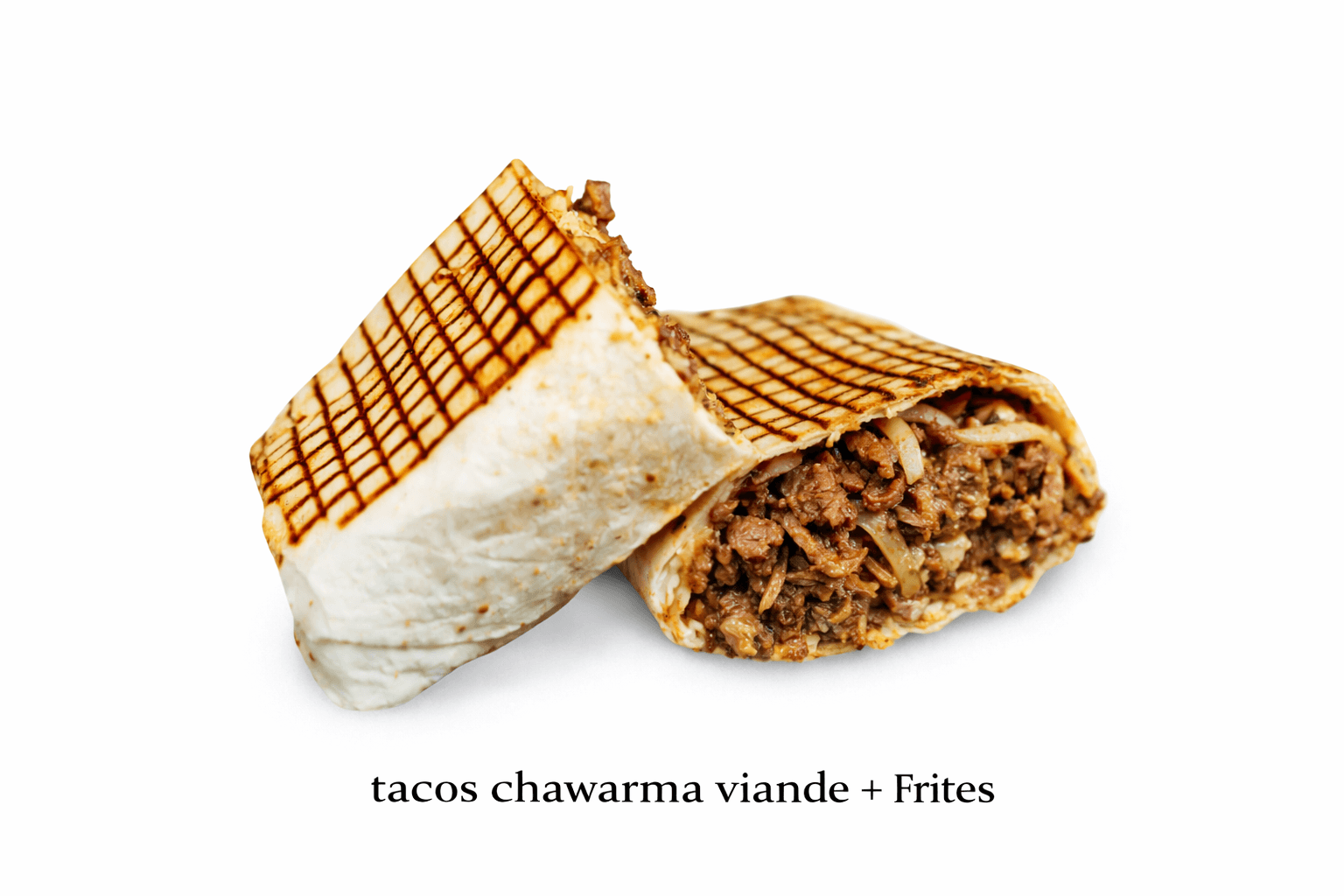 Tacos Chawarma Viande + Frites – Viande marinée & sauce fondante