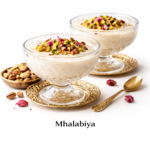 Mhalabiya – Dessert oriental onctueux au lait et fleur d’oranger