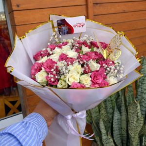 Bouquet Roses Blanches & Roses – Élégance Prestige