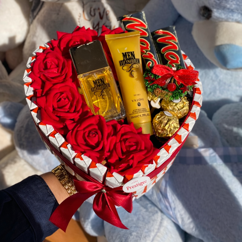 Coffret Cadeau Homme Prestige – Parfum Men, Roses & Chocolats