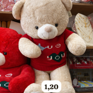 🧸❤️ Ourson Géant 1m20 – Peluche XXL avec Pull “Love You”