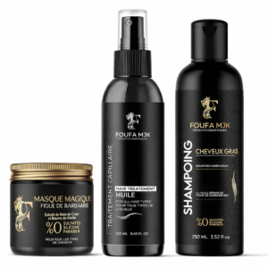 Pack Majik FOUFA MJK – Huile Capillaire 250ml + Shampooing + Masque Nourrissant