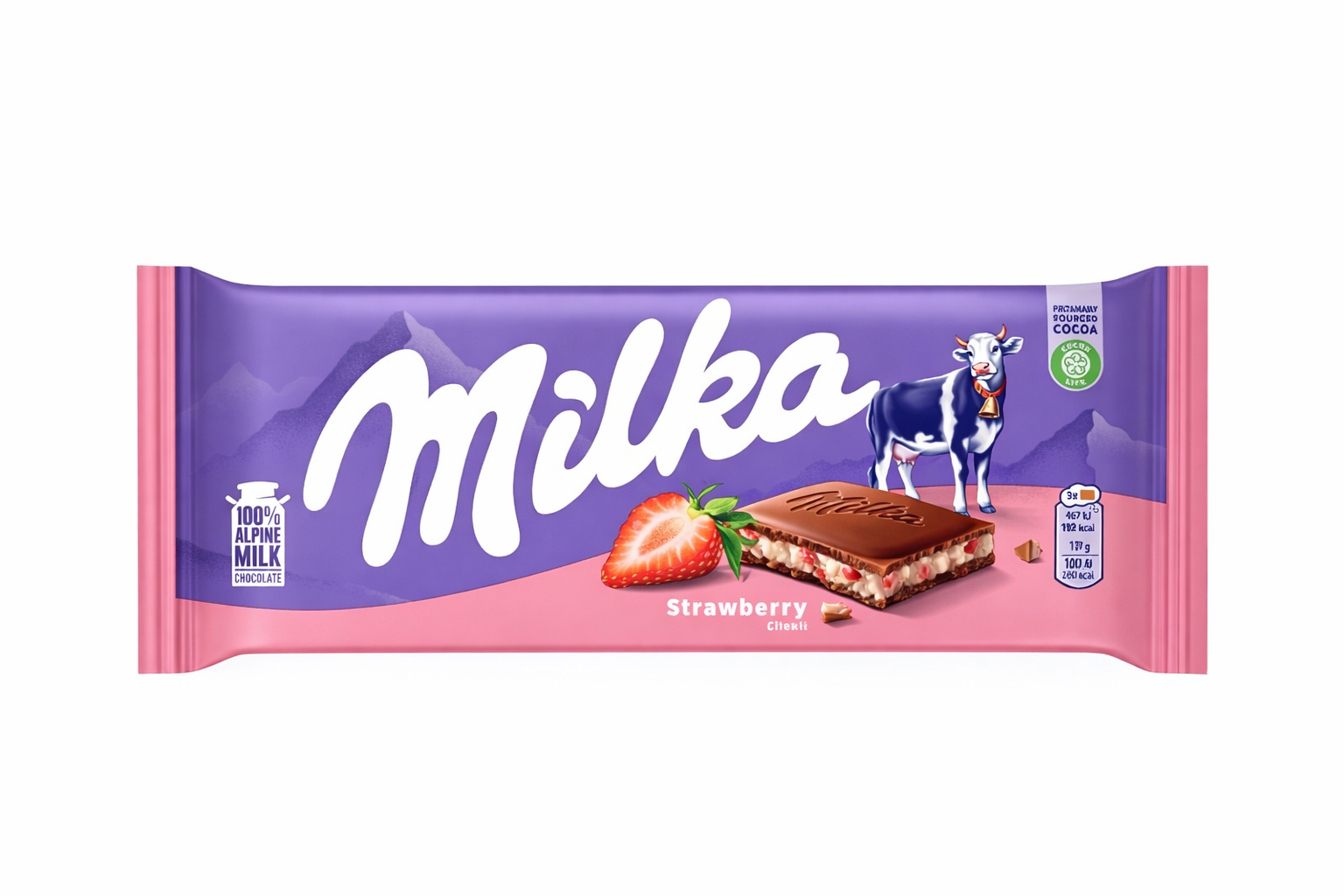 Milka Strawberry – Chocolat au Lait des Alpes fourré à la Fraise