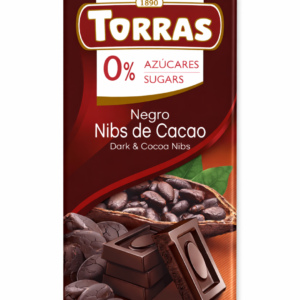 Torras Chocolat Noir aux Éclats de Cacao 0% Sucres Ajoutés – Vegan & Sans Gluten