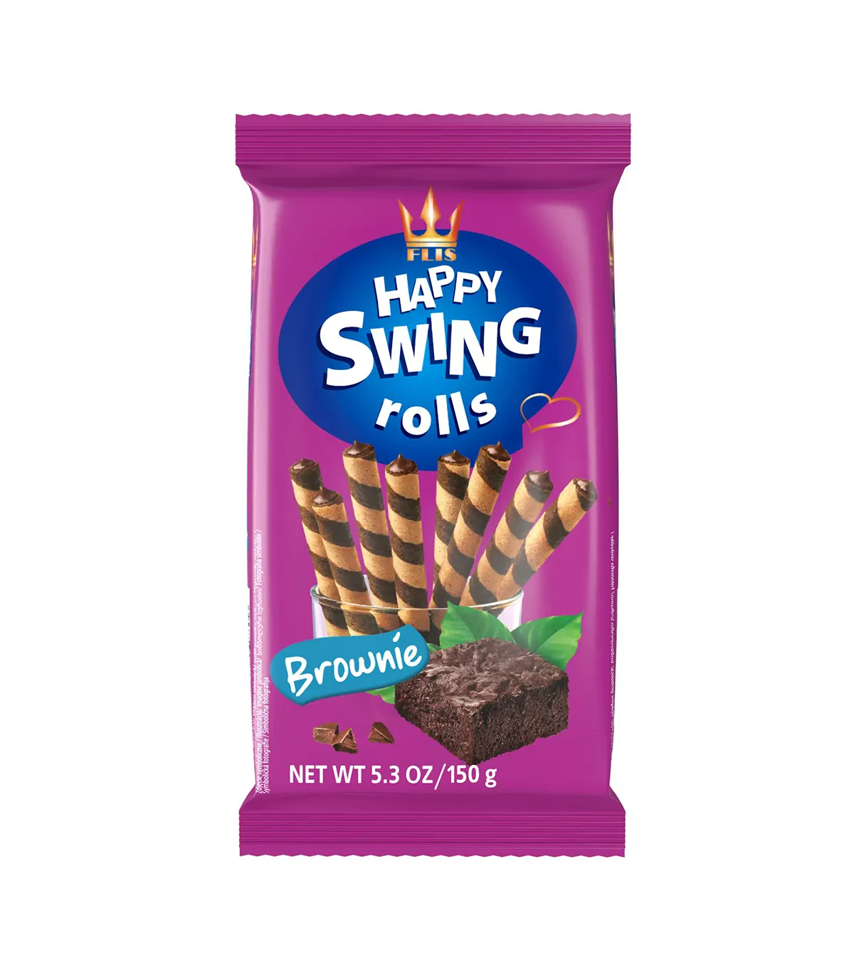 Happy Swing Rolls – Gaufrettes Roulées Croustillantes (Vanille, Coco, Noix, Caramel Salé, Cacao, Brownie) 150g