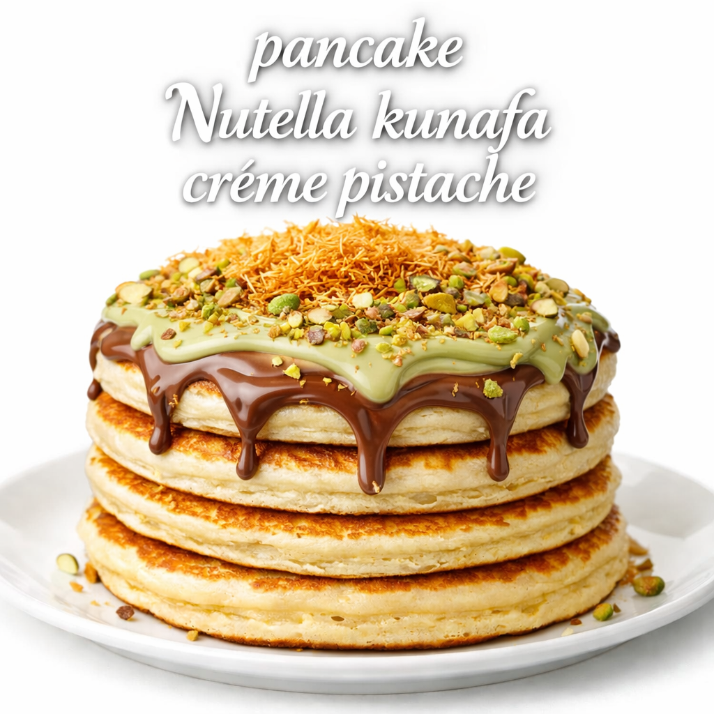Pancake Nutella Kunafa et Crème Pistache – Dessert Fondant et Croustillant
