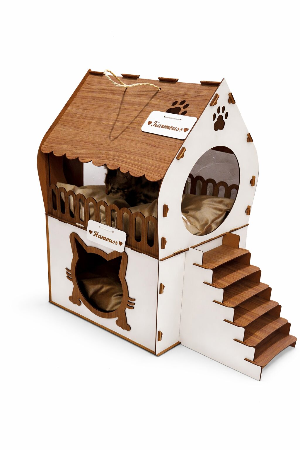 Maison pour chat en bois premium en promotion à Agadir