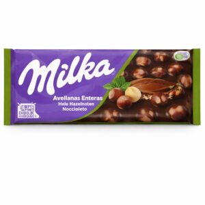 Milka Avellanas Enteras Chocolat au Lait aux Noisettes Entières – Tablette Gourmande 100% Lait Alpin