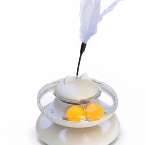 Jouet interactif pour chat avec plume et balle rotative – Anti-ennui & stimulation