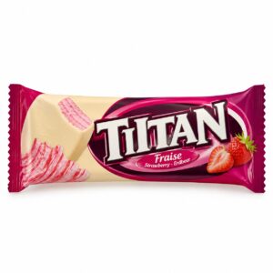 Barre glacée TITAN Fraise – Enrobage chocolat blanc & cœur saveur fraise