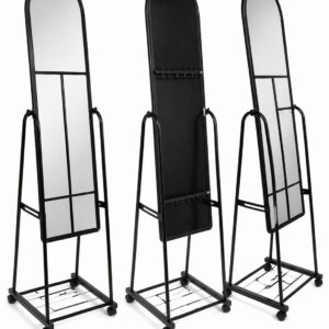 Miroir sur pied avec rangement – Miroir dressing avec étagère et roulettes | Agadir